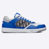 Dior Unisex Shoes CD B27 Low-Top Sneaker Blue Gray White Smooth Calfskin Oblique Jacquard (11)