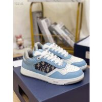 Dior Unisex Shoes CD B27 Low-Top Sneaker Light Blue White Gray Smooth Calfskin Oblique Jacquard (8)