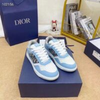 Dior Unisex Shoes CD B27 Low-Top Sneaker Light Blue White Gray Smooth Calfskin Oblique Jacquard (8)