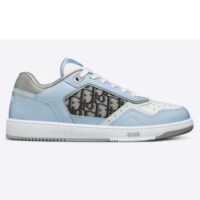 Dior Unisex Shoes CD B27 Low-Top Sneaker Light Blue White Gray Smooth Calfskin Oblique Jacquard (8)