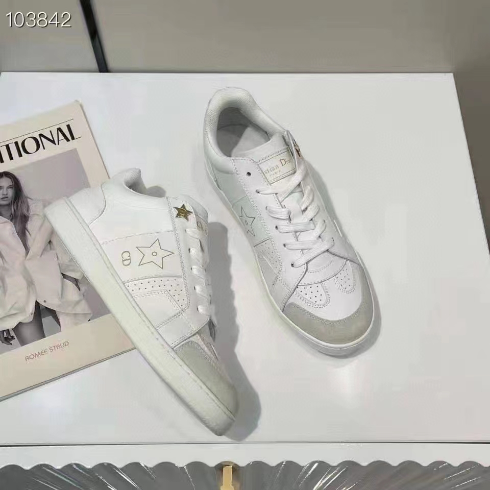 Dior Unisex Shoes CD Dior Star Sneaker White Calfskin Suede (3)