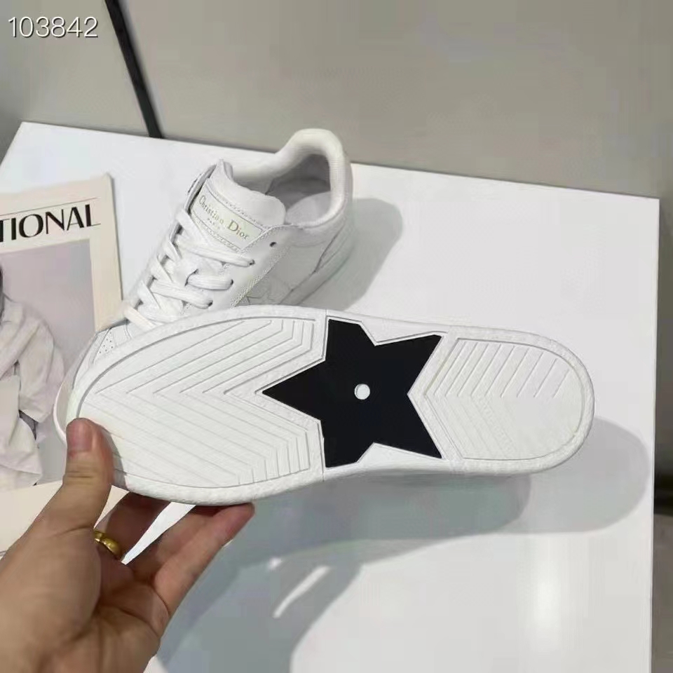 Dior Unisex Shoes CD Dior Star Sneaker White Calfskin Suede (5)