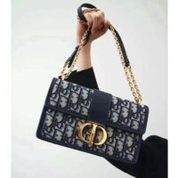 Dior Women CD 30 Montaigne East-West Bag Chain Blue Oblique Jacquard (4)