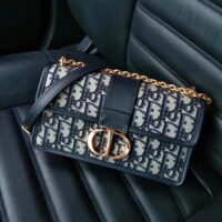 Dior Women CD 30 Montaigne East-West Bag Chain Blue Oblique Jacquard (4)