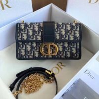 Dior Women CD 30 Montaigne East-West Bag Chain Blue Oblique Jacquard (4)