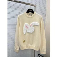 Dior Women CD By Erl Sweater Rabbit Patch Beige Cotton-Blend Jersey Round Neck (3)