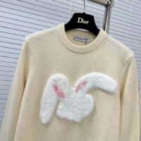 Dior Women CD By Erl Sweater Rabbit Patch Beige Cotton-Blend Jersey Round Neck (3)