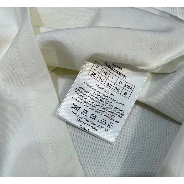 Dior Women CD ‘C’est Non Non Non Et Non’ T-Shirt Ecru Cotton Jersey Linen (8)
