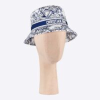 Dior Women CD D-Bobby Small Brim Bucket Hat White Blue Cotton Blend (1)