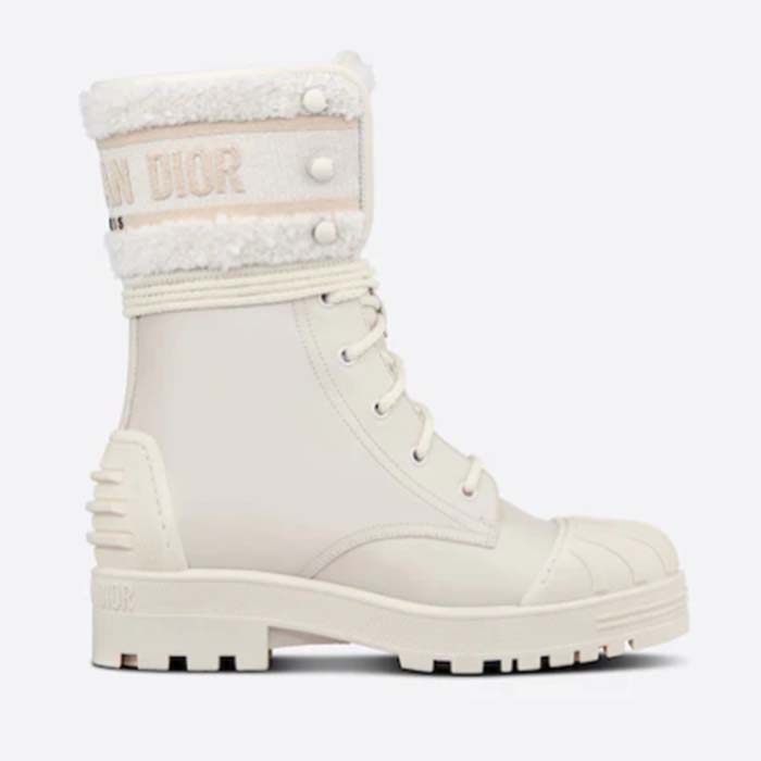 Dior Women CD D-Major Ankle Boot White Calfskin Lambskin Wool