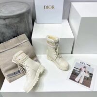 Dior Women CD D-Major Ankle Boot White Calfskin Lambskin Wool (3)