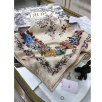 Dior Women CD Dior Jardin D’Hiver 90 Square Scarf White Multicolor Silk Twill (1)