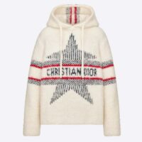 Dior Women CD DiorAlps Hooded Sweater Ecru Technical Wool Textured Knit Star (1)