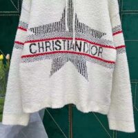 Dior Women CD DiorAlps Hooded Sweater Ecru Technical Wool Textured Knit Star (1)