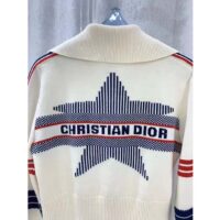 Dior Women CD DiorAlps Short High-Collar Cardigan White Three-Tone Wool Cashmere Knit (11)