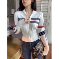 Dior Women CD DiorAlps Short High-Collar Cardigan White Three-Tone Wool Cashmere Knit (11)