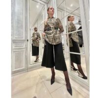 Dior Women CD Long Blouse Hazelnut Cotton Voile Toile de Jouy Motif (1)