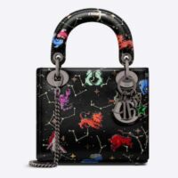 Dior Women CD Mini Lady Dior Bag Black Calfskin Multicolor Pixel Zodiac Print (9)