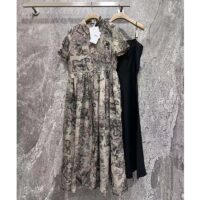 Dior Women CD Shirt Dress Hazelnut Cotton Voile Toile De Jouy Motif (12)