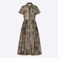 Dior Women CD Shirt Dress Hazelnut Cotton Voile Toile De Jouy Motif