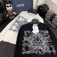 Dior Women CD Sweater Ecru Cashmere Knit Blue Dior Sevilla Star Motif (10)