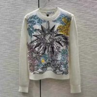 Dior Women CD Sweater Ecru Cashmere Knit Multicolor Rêve D’Infini Motif (11)