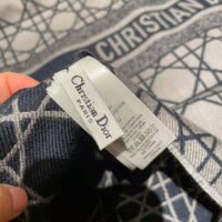 Dior Women Cannage Scarf Navy Blue and Gray Cashmere and Virgin Wool (1)