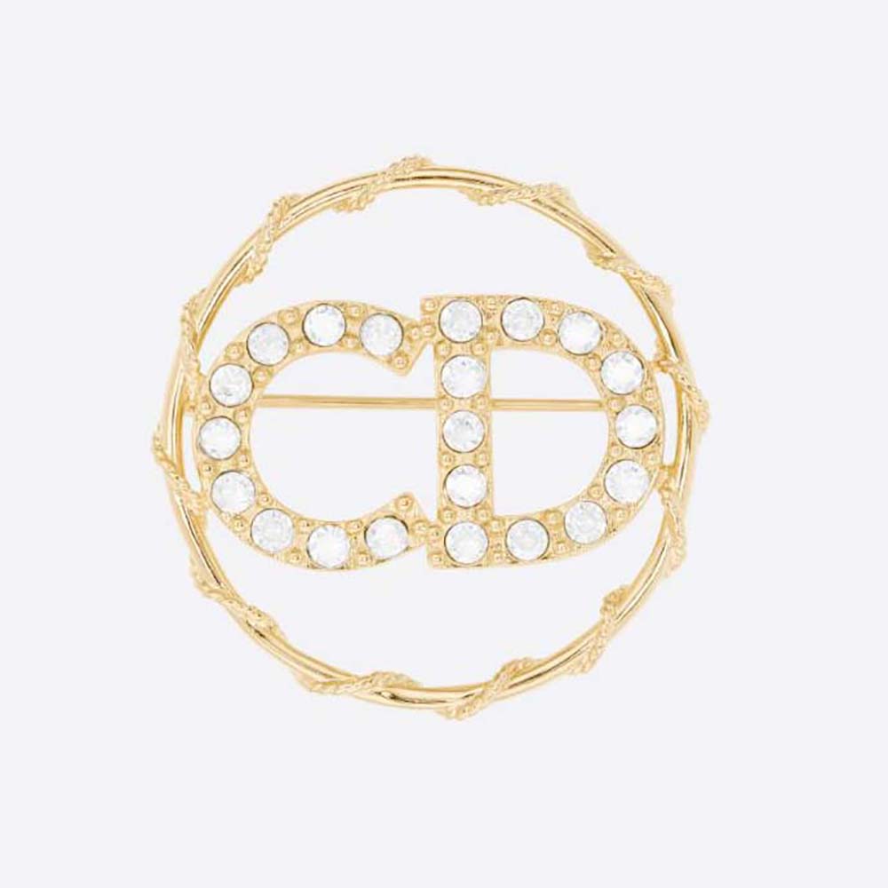 Dior Women Clair D Lune Brooch Gold-Finish Metal and White Crystals