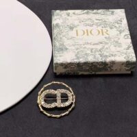 Dior Women Clair D Lune Brooch Gold-Finish Metal and White Crystals (1)