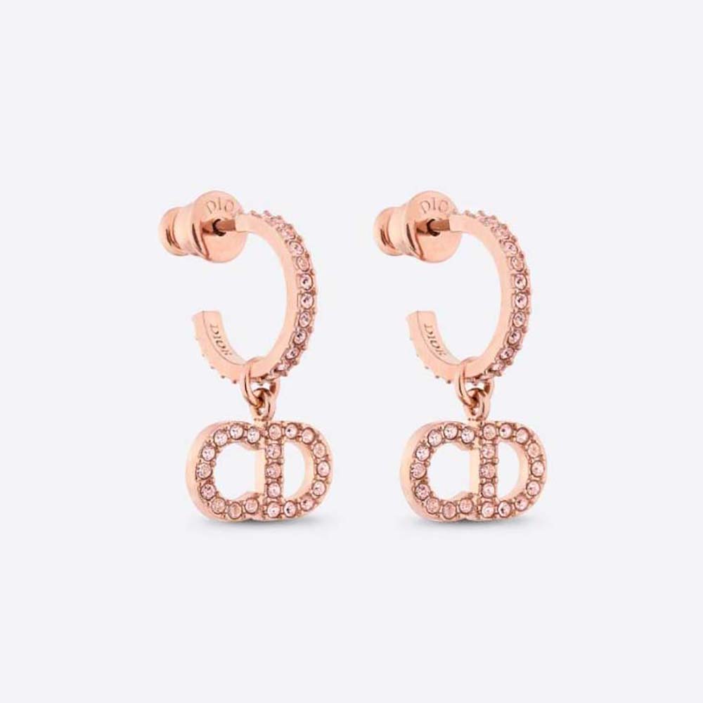 Dior Women Clair D Lune Earrings Pink-Finish Metal and Pink Crystals