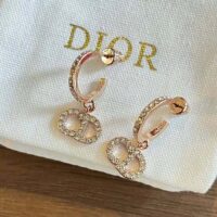 Dior Women Clair D Lune Earrings Pink-Finish Metal and Pink Crystals (1)