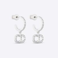 Dior Women Clair D Lune Earrings Silver-Finish Metal and Silver-Tone Crystals (1)