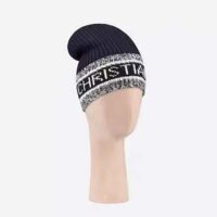 Dior Women D-White Beanie Black and Ivory Virgin Wool and Cashmere (1)