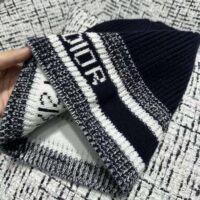 Dior Women D-White Beanie Black and Ivory Virgin Wool and Cashmere (1)