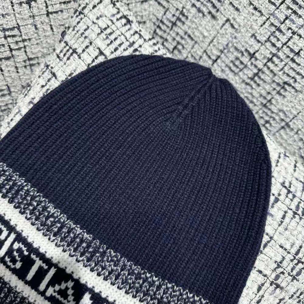 Dior Women D-White Beanie Black and Ivory Virgin Wool and Cashmere (6)