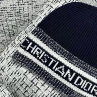 Dior Women D-White Beanie Black and Ivory Virgin Wool and Cashmere (1)