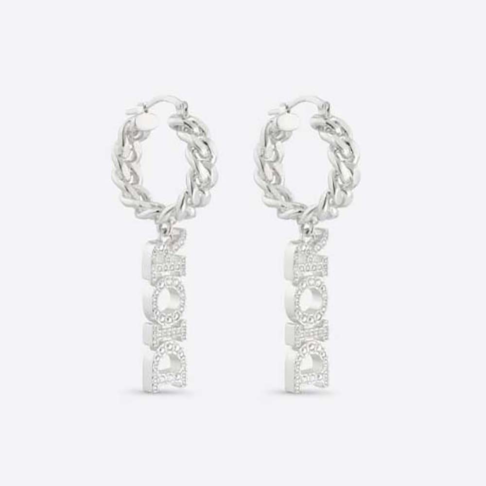 Dior Women Dio(r)evolution Earrings Silver-Finish Metal and Silver-Tone Crystals