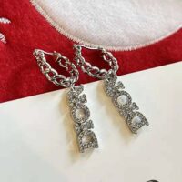 Dior Women Dio(r)evolution Earrings Silver-Finish Metal and Silver-Tone Crystals (1)