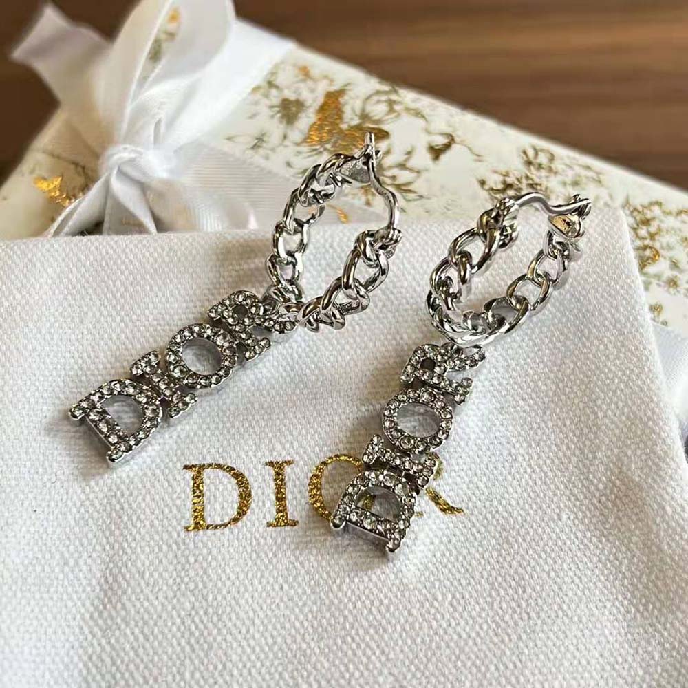 Dior Women Dio(r)evolution Earrings Silver-Finish Metal and Silver-Tone Crystals (4)