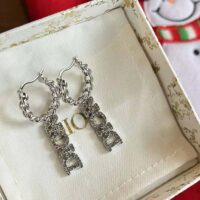 Dior Women Dio(r)evolution Earrings Silver-Finish Metal and Silver-Tone Crystals (1)