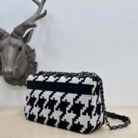 Dior Women Medium Dior Caro Bag Black White Macro Houndstooth Fabric (6)