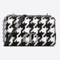 Dior Women Medium Dior Caro Bag Black White Macro Houndstooth Fabric (6)