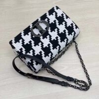 Dior Women Medium Dior Caro Bag Black White Macro Houndstooth Fabric (6)