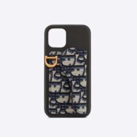 Dior Women Saddle Cover for Iphone Blue Dior Oblique Jacquard (1)