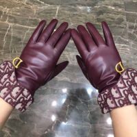 Dior Women Saddle Gloves Navy Blue Smooth Lambskin (1)
