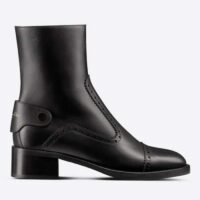 Dior Women Shoes CD D-Folk Heeled Ankle Boot Black Perforated Calfskin 4.5 Cm Heel (2)