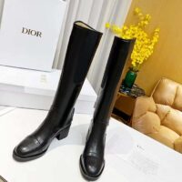 Dior Women Shoes CD D-Folk Heeled Boot Black Perforated Calfskin 4.5 Cm Heel (9)