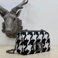 Dior Women Small Dior Caro Bag Black White Macro Houndstooth Fabric (1)