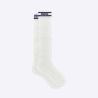 Dior Women Sporty High Socks White Black and Royal Blue Cotton (1)