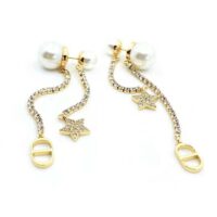 Dior Women Tribales Earrings Gold-Finish Metal White Resin Pearls and White Crystals (1)